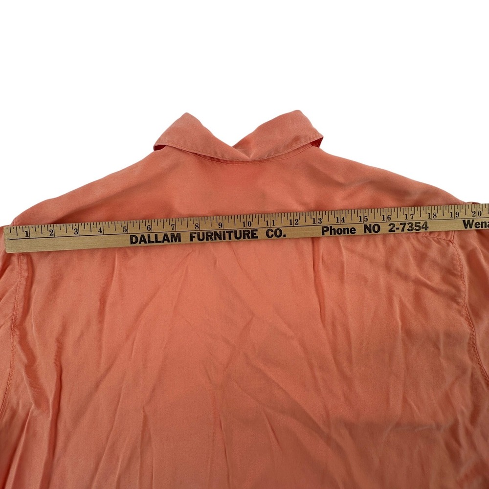 Bugatchi Men M Short Sleeve Shirt Men Salmon Pink Tencel Button Up Pocket Medium - Picture 13 of 14